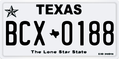 TX license plate BCX0188