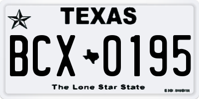 TX license plate BCX0195