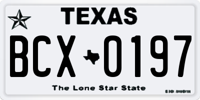 TX license plate BCX0197