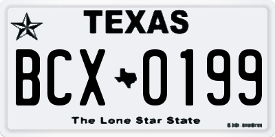 TX license plate BCX0199