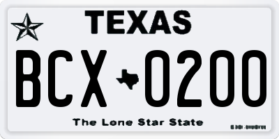 TX license plate BCX0200