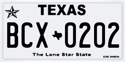 TX license plate BCX0202