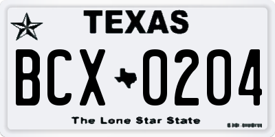 TX license plate BCX0204