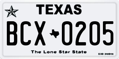 TX license plate BCX0205