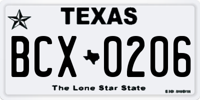 TX license plate BCX0206