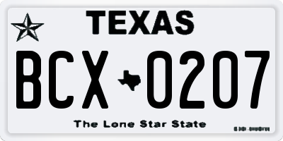 TX license plate BCX0207