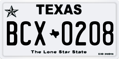 TX license plate BCX0208