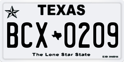 TX license plate BCX0209