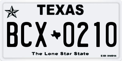 TX license plate BCX0210