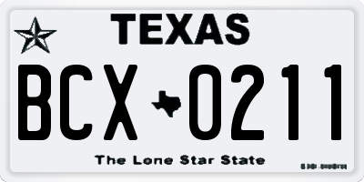 TX license plate BCX0211