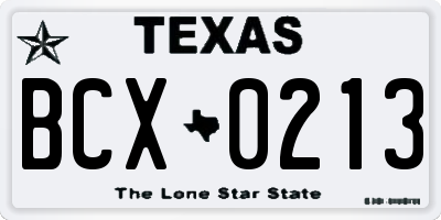 TX license plate BCX0213