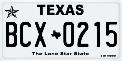 TX license plate BCX0215