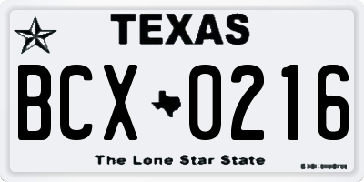 TX license plate BCX0216
