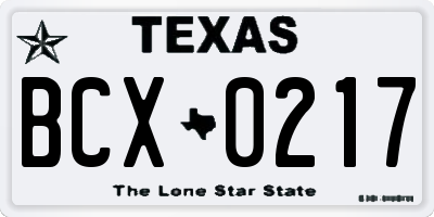 TX license plate BCX0217