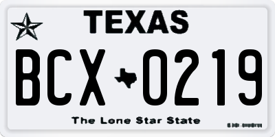 TX license plate BCX0219