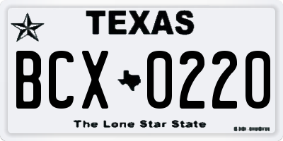 TX license plate BCX0220