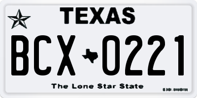 TX license plate BCX0221