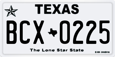 TX license plate BCX0225