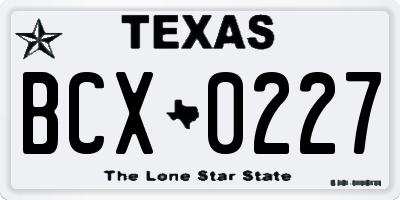 TX license plate BCX0227