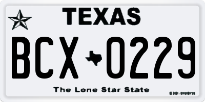 TX license plate BCX0229