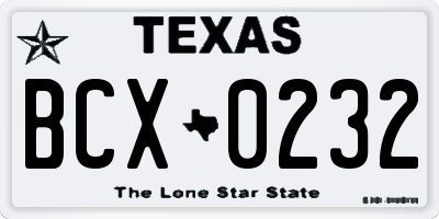 TX license plate BCX0232