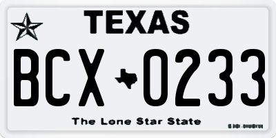 TX license plate BCX0233