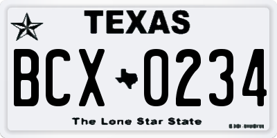 TX license plate BCX0234