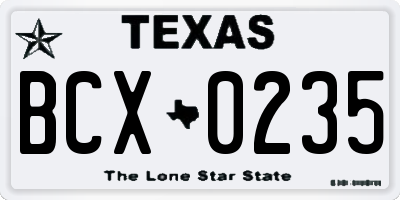 TX license plate BCX0235
