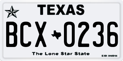 TX license plate BCX0236