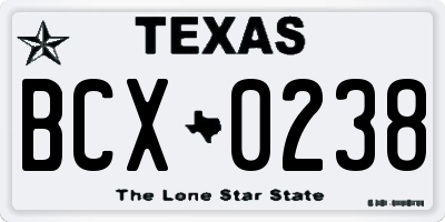 TX license plate BCX0238