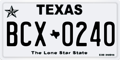 TX license plate BCX0240