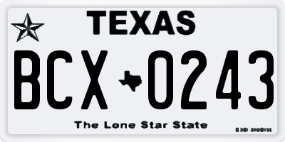 TX license plate BCX0243