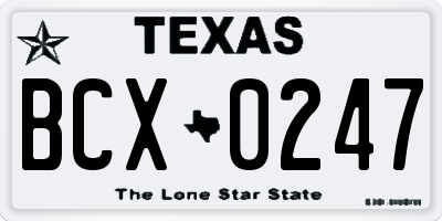 TX license plate BCX0247