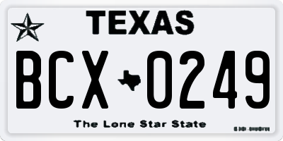 TX license plate BCX0249