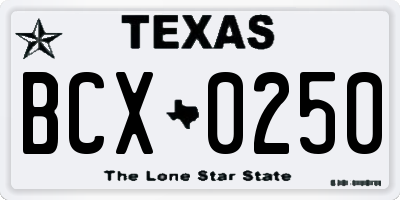 TX license plate BCX0250