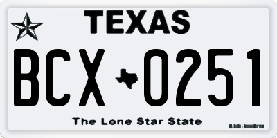 TX license plate BCX0251