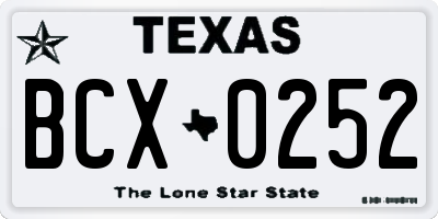 TX license plate BCX0252
