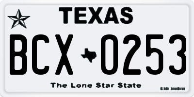 TX license plate BCX0253