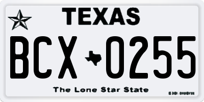 TX license plate BCX0255