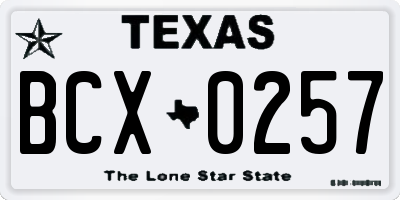 TX license plate BCX0257