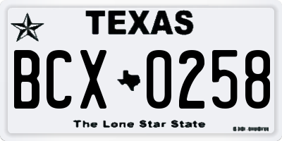 TX license plate BCX0258