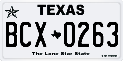TX license plate BCX0263