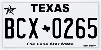 TX license plate BCX0265