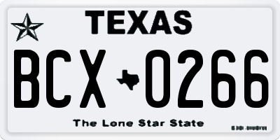 TX license plate BCX0266