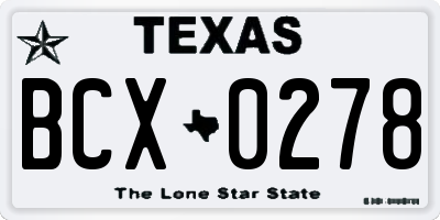 TX license plate BCX0278