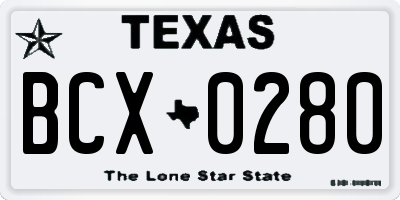 TX license plate BCX0280