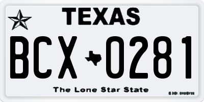 TX license plate BCX0281
