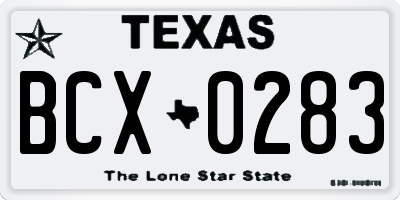 TX license plate BCX0283