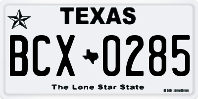TX license plate BCX0285