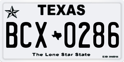 TX license plate BCX0286